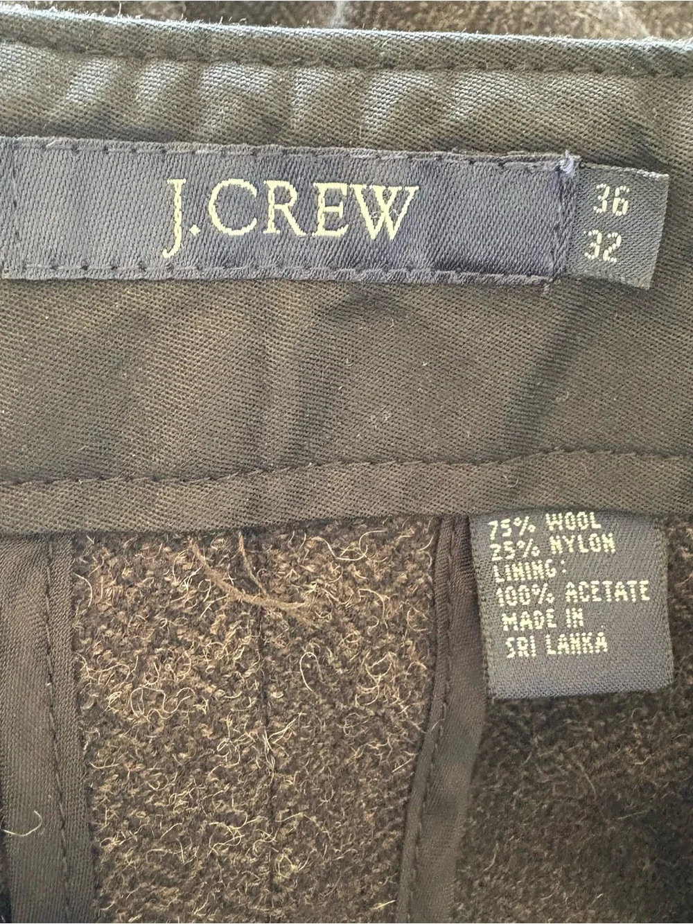 J.Crew Men’s Size 36 Wool Blend Herringbone Dress Pants Charcoal Gray Trousers